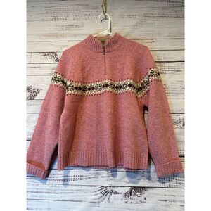 Woolrich Women's 1/4 Zip Desert‎ Rose Pink Thick Wool Sweater Size M